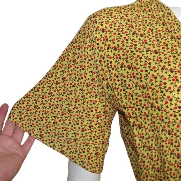 FAITHFULL THE BRAND Dress, 8, True Wrap, Short sleeves, Yellow/Floral print - Picture 9 of 13